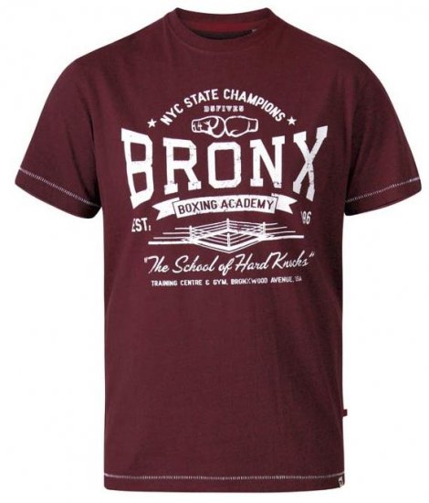 D555 Huddlestone Bronx Boxing Crew Neck Printed T-Shirt Red - T-shirts - T-shirts Homme Grande Taille