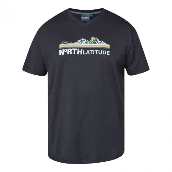 North Latitude Mountain T-Shirt V-Neck Noir - TALL T-shirts - T-Shirts pour Hommes Grands