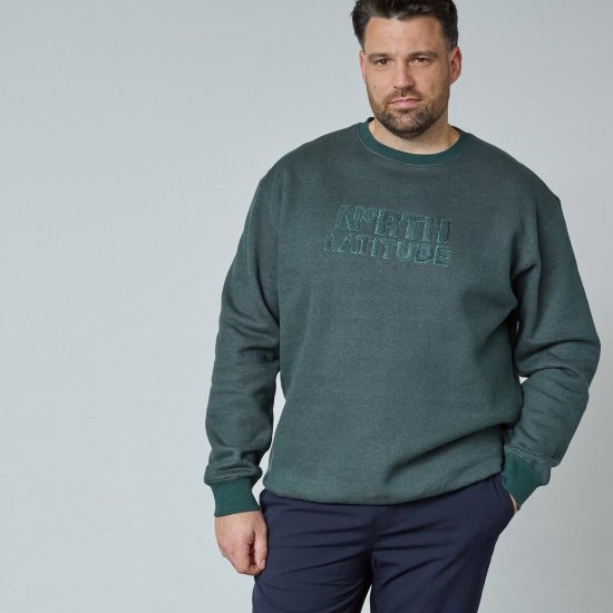 North Latitude Crewneck Logo Sweat Vert/Kaki - Sweatshirts & hoodies - Sweatshirts/Hoodies grande taille homme