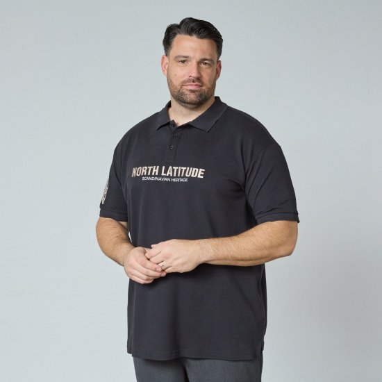 North Latitude Logo Polo Noir - Polos - Polos homme grande taille