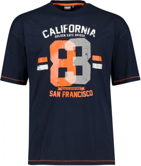 Adamo Golden Gate Comfort Fit Printed T-shirt Navy - T-shirts - T-shirts Homme Grande Taille