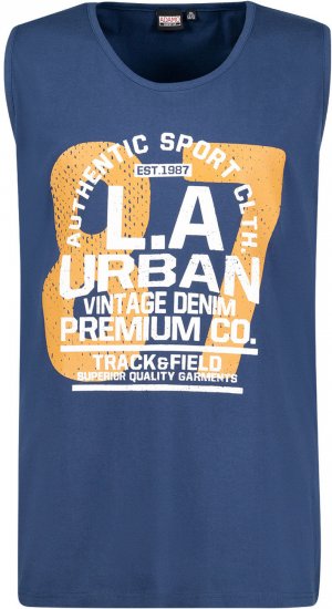 Adamo Urban Comfort Fit Printed Tank-top Denim Blue - T-shirts - T-shirts Homme Grande Taille