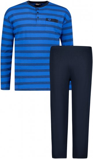 Adamo Alex Serafino Long sleeve Pyjama Royal Blue - Sous-vêtements & Bain - Sous-vêtements Grande Taille