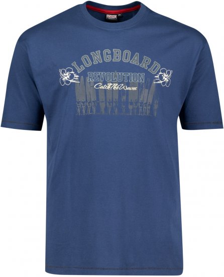 Adamo Longboard Regular Fit Printed T-shirt Denim Blue - T-shirts - T-shirts Homme Grande Taille