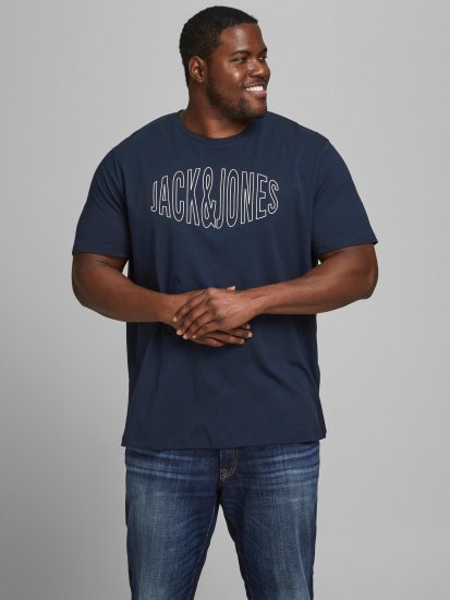 Jack & Jones Preston Crew Neck T-Shirt Navy - T-shirts - T-shirts Homme Grande Taille
