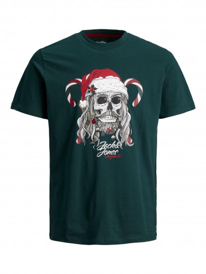 Jack & Jones JORFESTIVE Xmas Skull T-shirt Green - T-shirts - T-shirts Homme Grande Taille