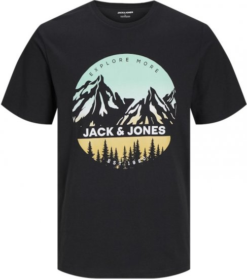 Jack & Jones PEAK T-Shirt Black - T-shirts - T-shirts Homme Grande Taille