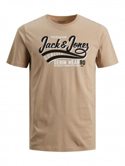 Jack & Jones JJELOGO TEE Beige - T-shirts - T-shirts Homme Grande Taille