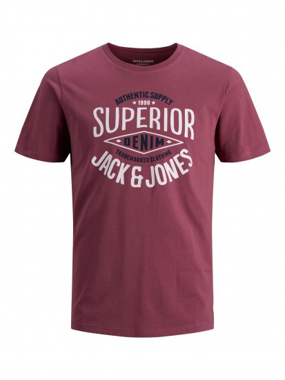 Jack & Jones JJELOGO TEE Hawthorn Rose - T-shirts - T-shirts Homme Grande Taille