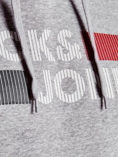 Jack & Jones CORP LOGO Hoodie Light Gray - Sweatshirts & hoodies - Sweatshirts/Hoodies grande taille homme