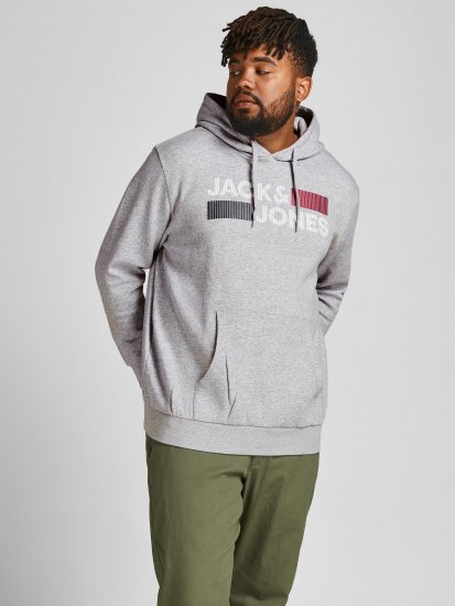 Jack & Jones CORP LOGO Hoodie Light Gray - Sweatshirts & hoodies - Sweatshirts/Hoodies grande taille homme