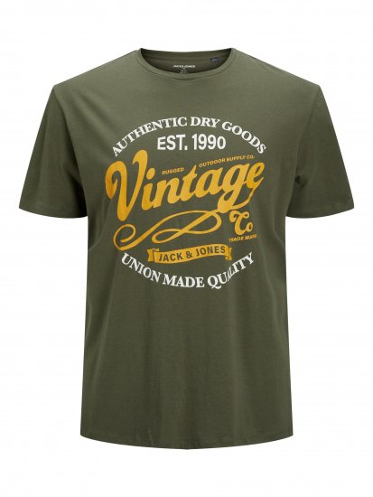 Jack & Jones JPRBLUBOOSTER TEE Khaki - T-shirts - T-shirts Homme Grande Taille