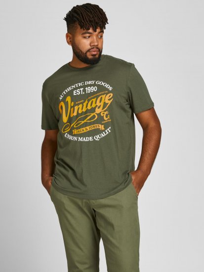 Jack & Jones JPRBLUBOOSTER TEE Khaki - T-shirts - T-shirts Homme Grande Taille