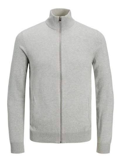 Jack & Jones JJEMIL Knit Turtle Zip Cardigan Light Grey - Sweatshirts & hoodies - Sweatshirts/Hoodies grande taille homme