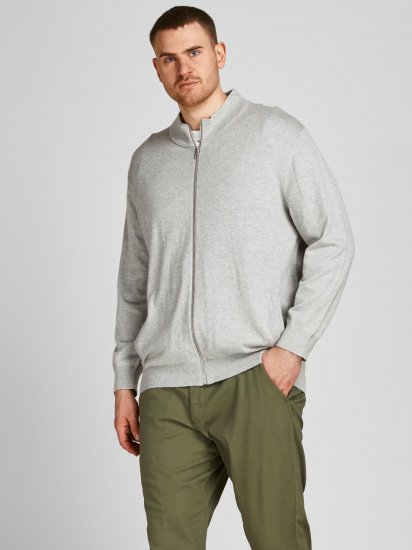 Jack & Jones JJEMIL Knit Turtle Zip Cardigan Light Grey - Sweatshirts & hoodies - Sweatshirts/Hoodies grande taille homme