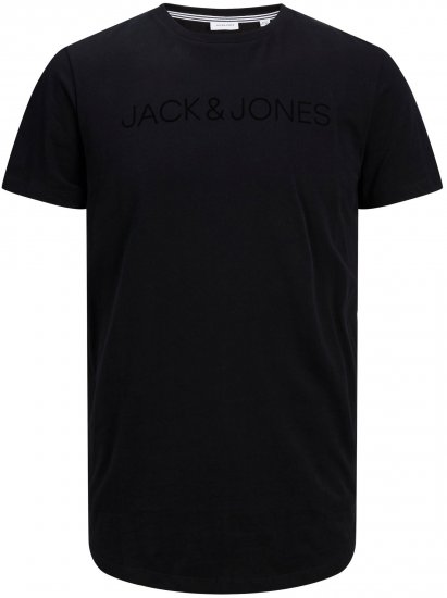 Jack & Jones JJHUGO FLOCK TEE Black - T-shirts - T-shirts Homme Grande Taille