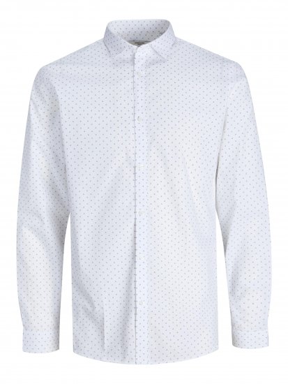Jack & Jones JPRBLACARDIFF Print Shirt LS White - Chemises - Chemises Grandes Tailles Hommes