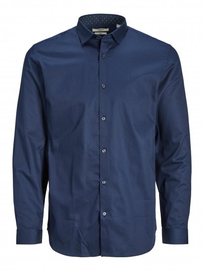 Jack & Jones JPRBLACARDIFF CONTRAST Shirt LS Navy - Chemises - Chemises Grandes Tailles Hommes