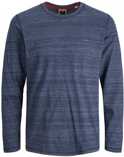 Jack & Jones JCOBERG Long sleeve T-shirt Navy - T-shirts - T-shirts Homme Grande Taille