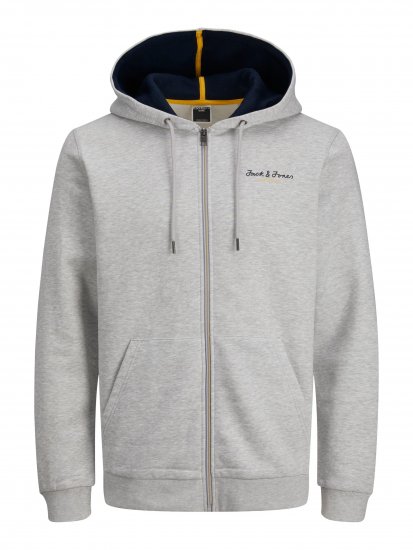 Jack & Jones JCOBERG SWEAT ZIP Hoodie Grey Melange - Sweatshirts & hoodies - Sweatshirts/Hoodies grande taille homme