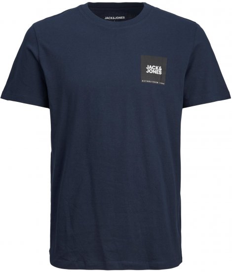 Jack & Jones JJLOCK TEE Navy Small print logo - T-shirts - T-shirts Homme Grande Taille