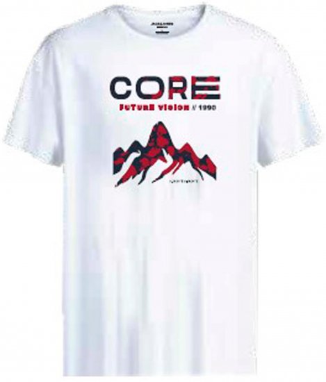 Jack & Jones JCOBOOSTER T-Shirt White - T-shirts - T-shirts Homme Grande Taille