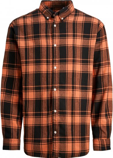 Jack & Jones JORCOZY FLANNEL CHECK SHIRT LS Ginger - Chemises - Chemises Grandes Tailles Hommes