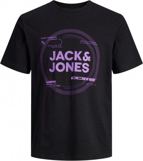 Jack & Jones JCOPILOU TEE SS CREW NECK Black - T-shirts - T-shirts Homme Grande Taille