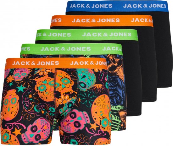 Jack & Jones JACPOP SKULLS TRUNKS 5 PACK Black - Sous-vêtements & bain - Sous-vêtements Grande Taille