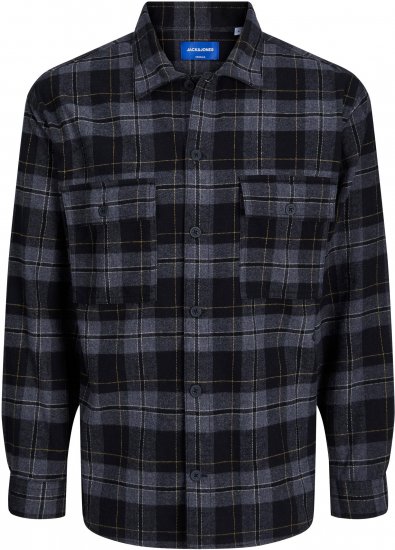 Jack & Jones JORBLAFRI CHECK OVERSHIRT LS Black - Chemises - Chemises Grandes Tailles Hommes