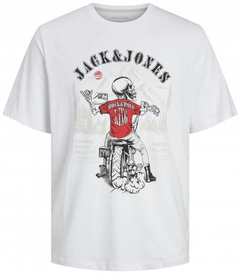 Jack & Jones JJSKULL ROCK T-Shirt White - T-shirts - T-shirts Homme Grande Taille