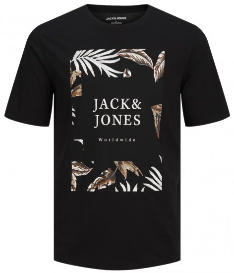 Jack & Jones JJFLOOR Black T-Shirt - T-shirts - T-shirts Homme Grande Taille