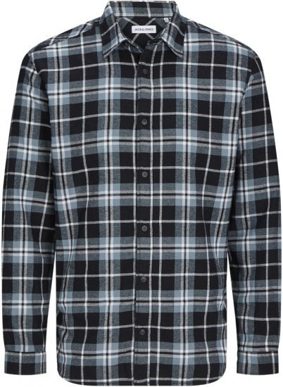 Jack & Jones JOSHUA LS Flannel Shirt Goblin Blue - Chemises - Chemises Grandes Tailles Hommes
