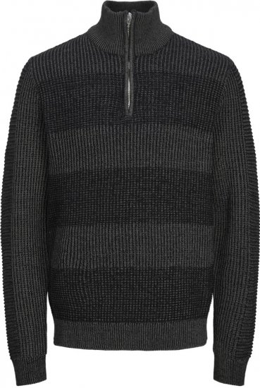 Jack & Jones HUGO Knitted Sweater with Half Zipper Black - Sweatshirts & hoodies - Sweatshirts/Hoodies grande taille homme