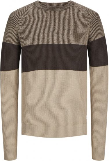 Jack & Jones PANNEL Knitted Sweater Brown - Sweatshirts & hoodies - Sweatshirts/Hoodies grande taille homme