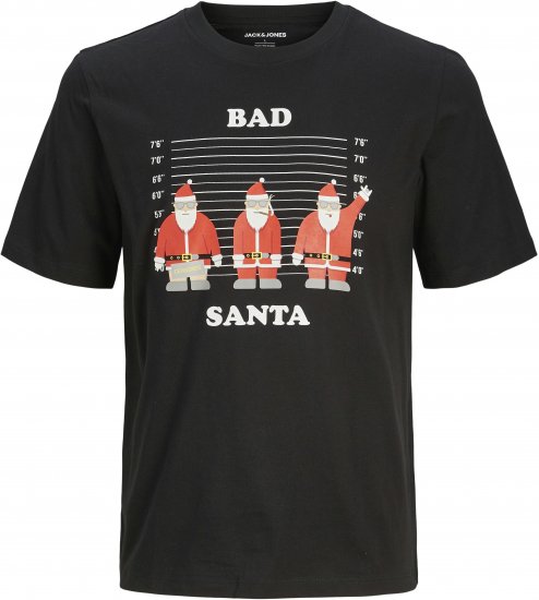 Jack & Jones XMAS Funny Bad Santa T-Shirt Black - T-shirts - T-shirts Homme Grande Taille