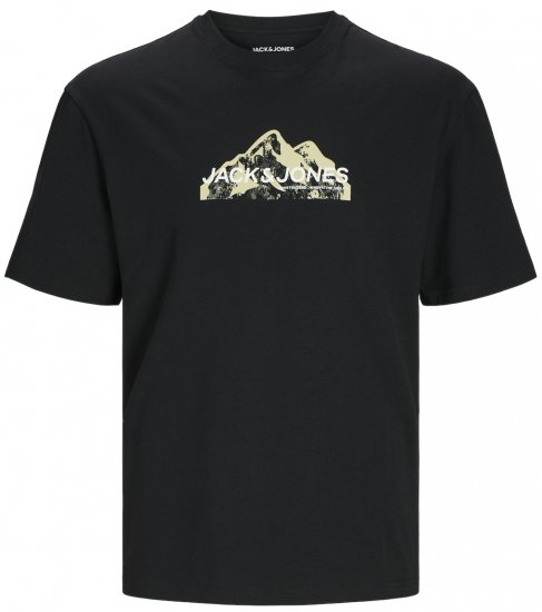 Jack & Jones JCOMOUNTAIN LOGO T-Shirt Black - T-shirts - T-shirts Homme Grande Taille