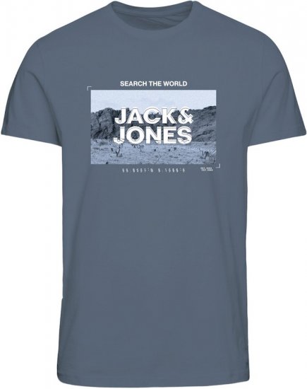 Jack & Jones RAY Photo T-Shirt Flint Stone Blue - T-shirts - T-shirts Homme Grande Taille