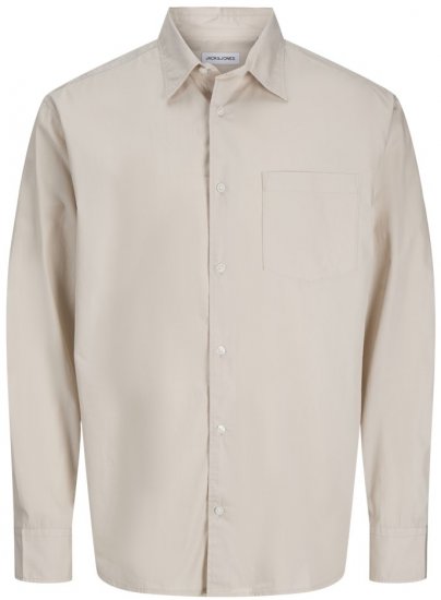  Jack & Jones Cody Poplin Long Sleeve Shirt Moonbeam - Chemises - Chemises Grandes Tailles Hommes