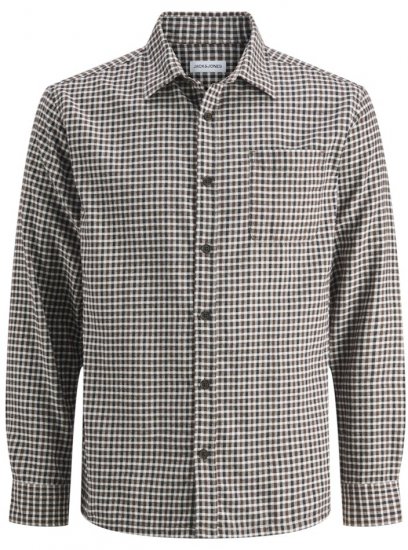 Jack & Jones Mini Check Long Sleeve Shirt Navy Blazer - Chemises - Chemises Grandes Tailles Hommes