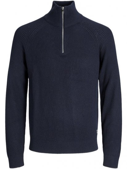 Jack & Jones Pannel Knit Half Zip Pullover Sky Captain - Sweatshirts & hoodies - Sweatshirts/Hoodies grande taille homme