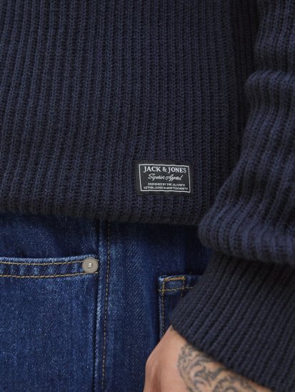Jack & Jones Pannel Roll Neck Knit Pullover Sky Captain - Sweatshirts & hoodies - Sweatshirts/Hoodies grande taille homme