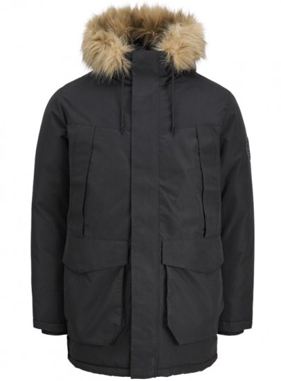 Jack & Jones Camp Faux Fur Parka Black - Vestes - Vestes Homme Grandes Tailles