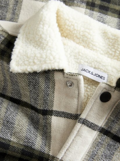 Jack & Jones Zac Teddy Long Sleeve Overshirt Jacket Dusty Olive - Vestes - Vestes Homme Grandes Tailles