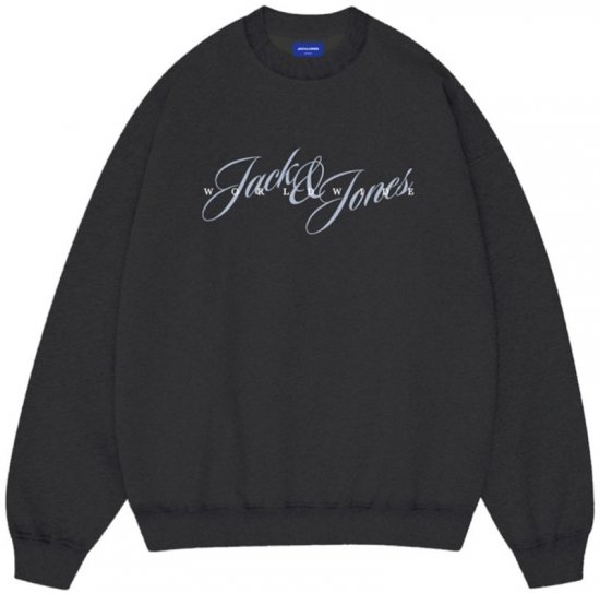 Jack & Jones Wood Crew Neck Sweatshirt Black - Sweatshirts & hoodies - Sweatshirts/Hoodies grande taille homme