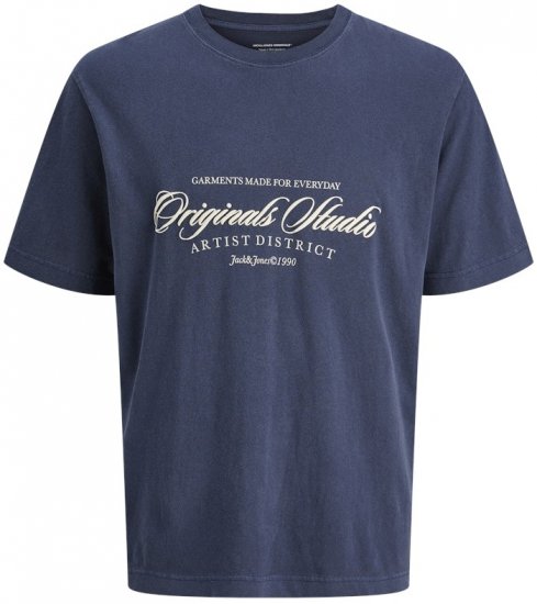 Jack & Jones Wood Wash Crew Neck T-Shirt Ocean Cavern - T-shirts - T-shirts Homme Grande Taille