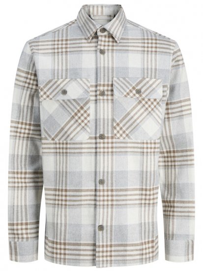 Jack & Jones Rayle Melange Check Long Sleeve Overshirt Brown - Chemises - Chemises Grandes Tailles Hommes