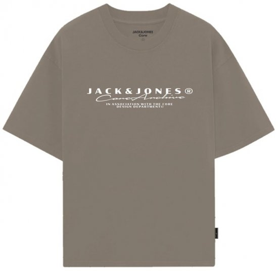 Jack & Jones Point Branding Crew Neck T-Shirt Desert Taupe - T-shirts - T-shirts Homme Grande Taille