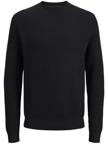 Jack & Jones Barkley Crew Neck Knitted Sweater Black - Sweatshirts & hoodies - Sweatshirts/Hoodies grande taille homme