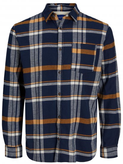 Jack & Jones JOROWEN CHECK COMFORT Shirt Navy - Chemises - Chemises Grandes Tailles Hommes